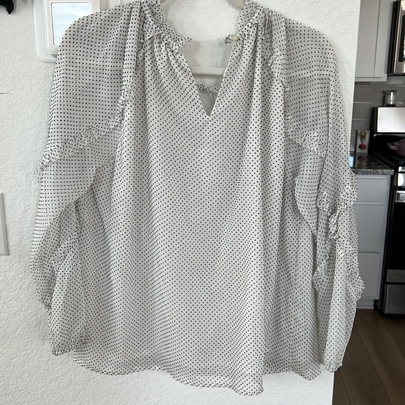 LOFT Ruffle Trim Polka Dot Blouse - Picture 5 of 5